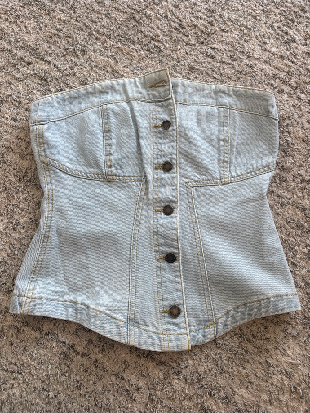 Nasty Gal Light Blue Denim Corset Button-Front Top